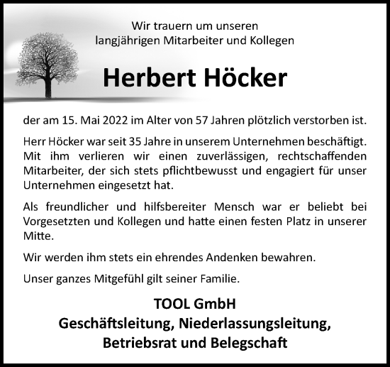 Traueranzeige von Herbert Höcker von Neue Osnabrücker Zeitung GmbH & Co. KG