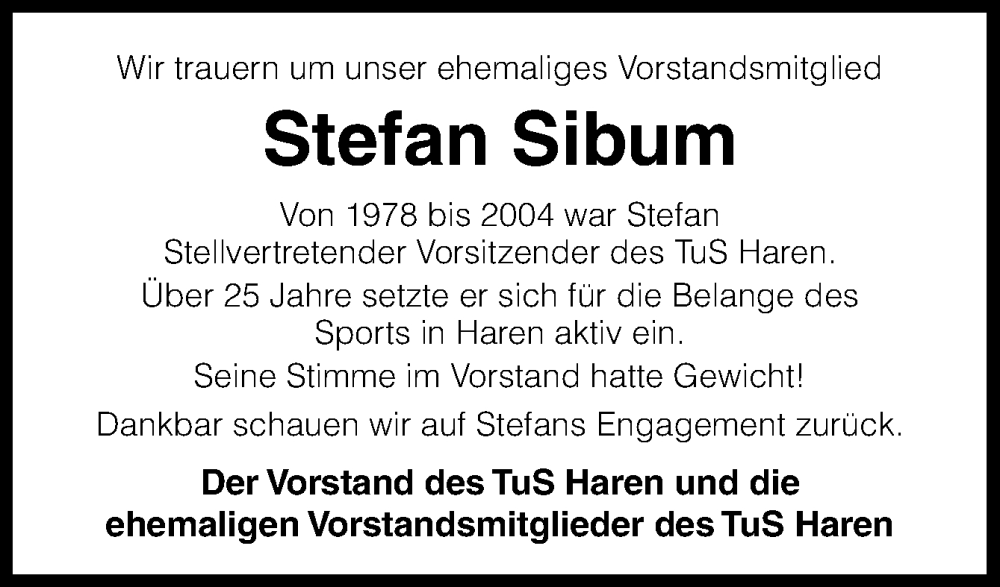  Traueranzeige für Stefan Sibum vom 14.05.2022 aus Neue Osnabrücker Zeitung GmbH & Co. KG
