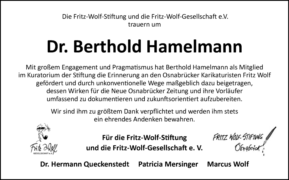  Traueranzeige für Berthold Hamelmann vom 25.06.2022 aus Neue Osnabrücker Zeitung GmbH & Co. KG