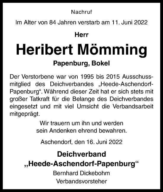 Traueranzeige von Heribert Mömming von Neue Osnabrücker Zeitung GmbH & Co. KG