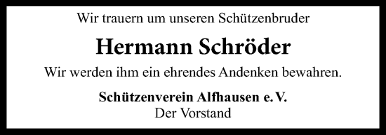 Traueranzeige von Hermann Schröder von Neue Osnabrücker Zeitung GmbH & Co. KG