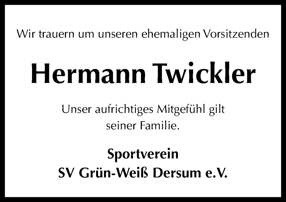  Traueranzeige für Hermann Twickler vom 16.06.2022 aus Neue Osnabrücker Zeitung GmbH & Co. KG