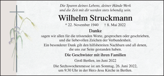 Traueranzeige von Wilhelm Struckmann von Neue Osnabrücker Zeitung GmbH & Co. KG