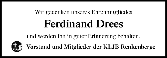 Traueranzeige von Ferdinand Drees von Neue Osnabrücker Zeitung GmbH & Co. KG