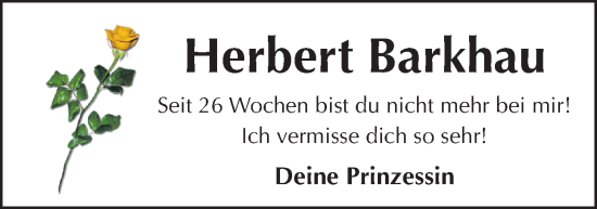 Traueranzeige von Herbert Barkhau von Neue Osnabrücker Zeitung GmbH & Co. KG