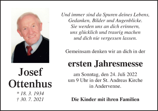 Traueranzeige von Josef Ottenhus von Neue Osnabrücker Zeitung GmbH & Co. KG