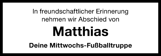Traueranzeige von Matthias  von Neue Osnabrücker Zeitung GmbH & Co. KG