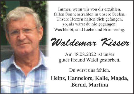 Traueranzeige von Waldemar Kisser von Neue Osnabrücker Zeitung GmbH & Co. KG