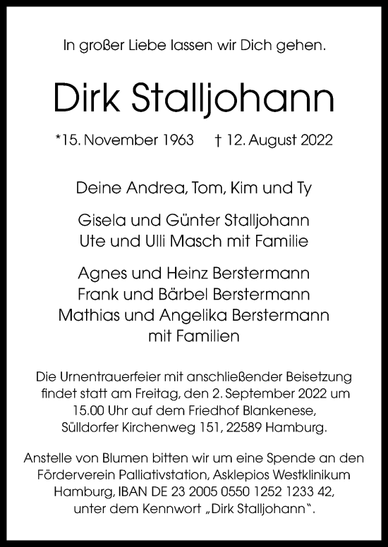 Traueranzeige von Dirk Stalljohann von Neue Osnabrücker Zeitung GmbH & Co. KG