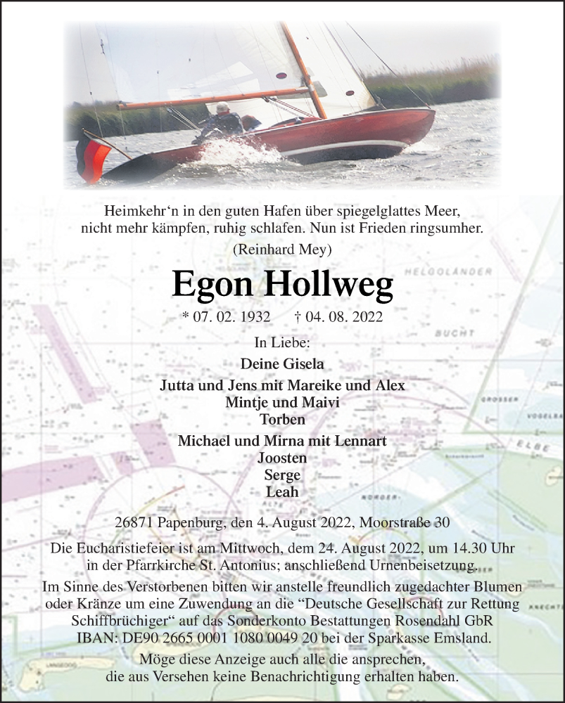  Traueranzeige für Egon Hollweg vom 10.08.2022 aus Neue Osnabrücker Zeitung GmbH & Co. KG