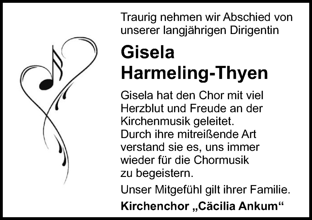  Traueranzeige für Gisela Harmeling-Thyen vom 27.08.2022 aus Neue Osnabrücker Zeitung GmbH & Co. KG