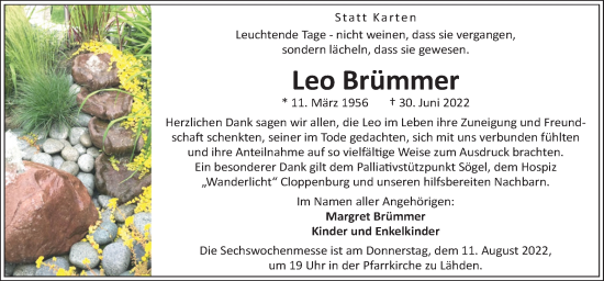 Traueranzeige von Leo Brümmer von Neue Osnabrücker Zeitung GmbH & Co. KG