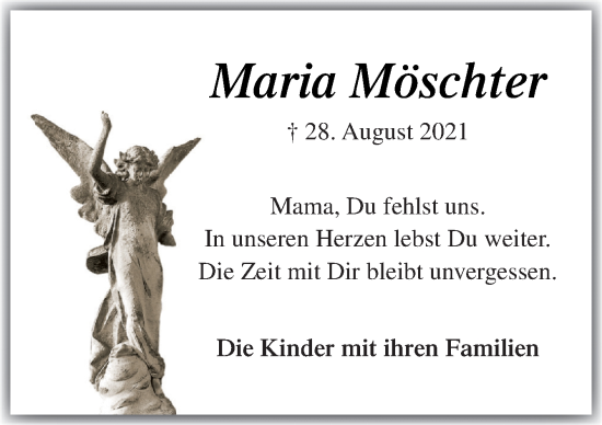 Traueranzeige von Maria Möschter von Neue Osnabrücker Zeitung GmbH & Co. KG
