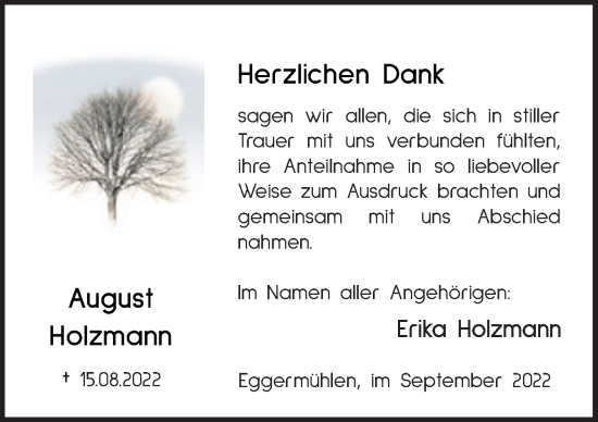 Traueranzeige von August Holzmann von Neue Osnabrücker Zeitung GmbH & Co. KG