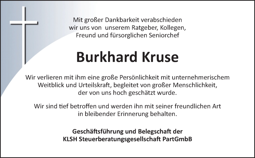  Traueranzeige für Burkhard Kruse vom 03.09.2022 aus Neue Osnabrücker Zeitung GmbH & Co. KG