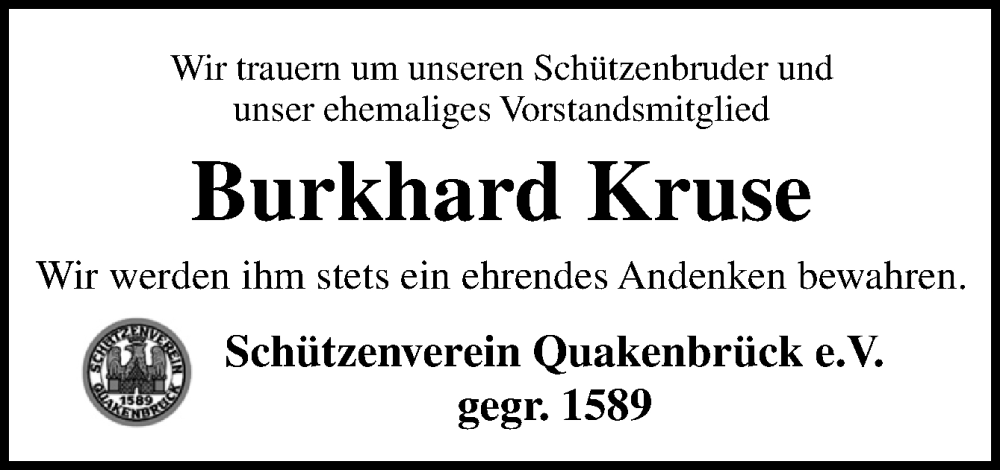  Traueranzeige für Burkhard Kruse vom 03.09.2022 aus Neue Osnabrücker Zeitung GmbH & Co. KG