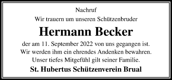 Traueranzeige von Hermann Becker von Neue Osnabrücker Zeitung GmbH & Co. KG