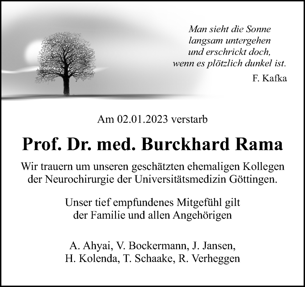  Traueranzeige für Burckhard Rama vom 14.01.2023 aus Neue Osnabrücker Zeitung GmbH & Co. KG