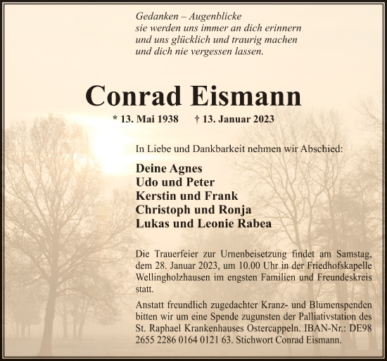 Traueranzeige von Conrad Eismann von Neue Osnabrücker Zeitung GmbH & Co. KG