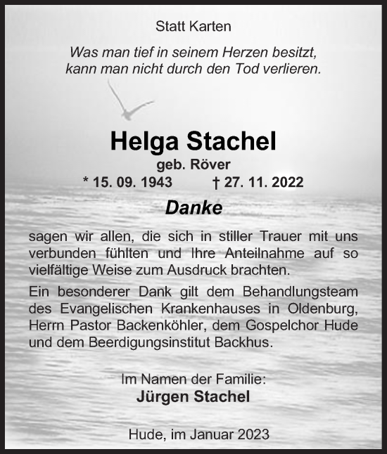 Traueranzeige von Helga Stachel von DK Medien GmbH & Co. KG