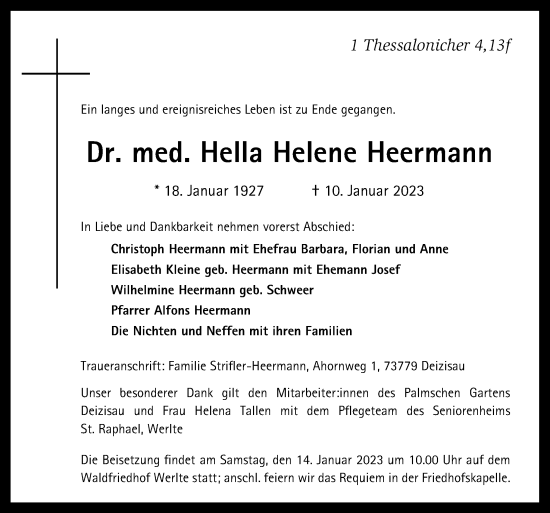 Traueranzeige von Hella Helene Heermann von Neue Osnabrücker Zeitung GmbH & Co. KG