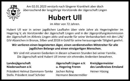 Traueranzeige von Hubert Ull von Neue Osnabrücker Zeitung GmbH & Co. KG