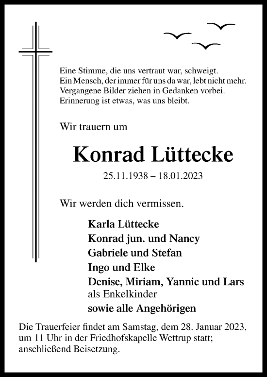 Traueranzeige von Konrad Lüttecke von Neue Osnabrücker Zeitung GmbH & Co. KG