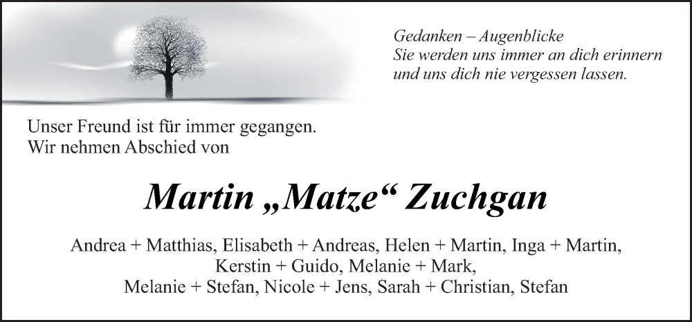  Traueranzeige für Martin Zuchgan vom 30.01.2023 aus Neue Osnabrücker Zeitung GmbH & Co. KG