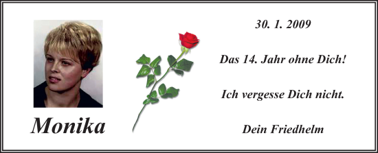 Traueranzeige von Monika  von Neue Osnabrücker Zeitung GmbH & Co. KG