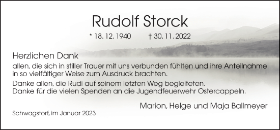 Traueranzeige von Rudolf Storck von Neue Osnabrücker Zeitung GmbH & Co. KG