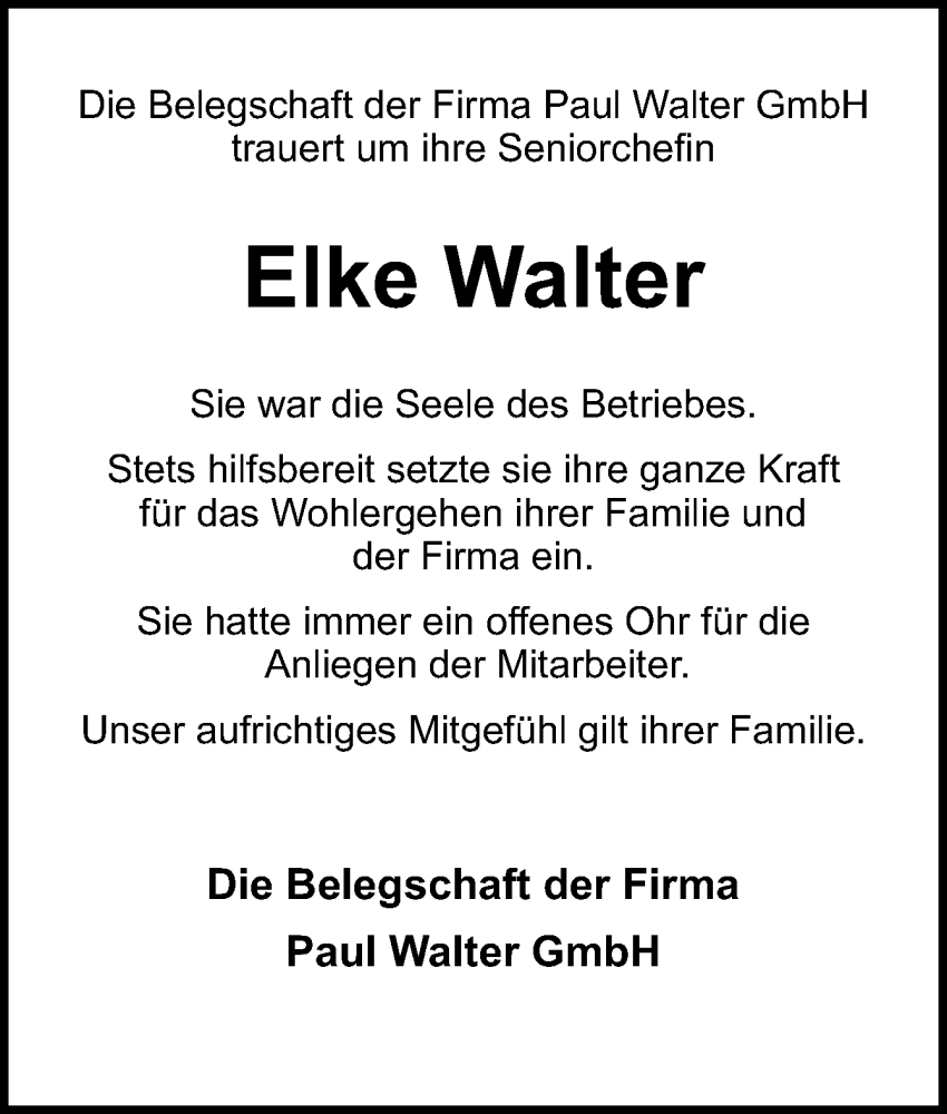  Traueranzeige für Elke Walter vom 06.10.2023 aus DK Medien GmbH & Co. KG