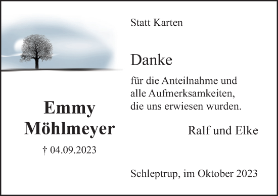 Traueranzeige von Emmy Möhlmeyer von Neue Osnabrücker Zeitung GmbH & Co. KG