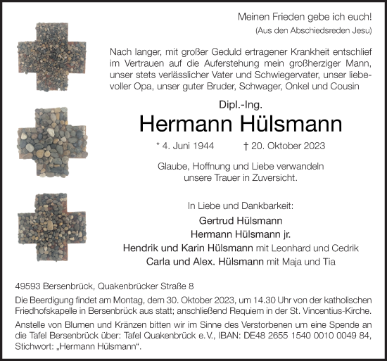 Traueranzeige von Hermann Hülsmann von Neue Osnabrücker Zeitung GmbH & Co. KG