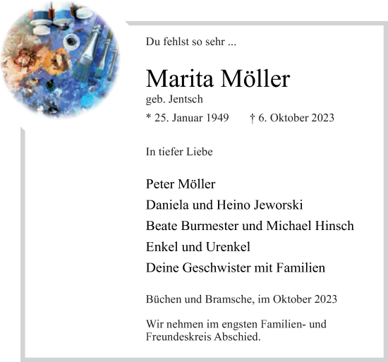Traueranzeige von Marita Möller von Neue Osnabrücker Zeitung GmbH & Co. KG