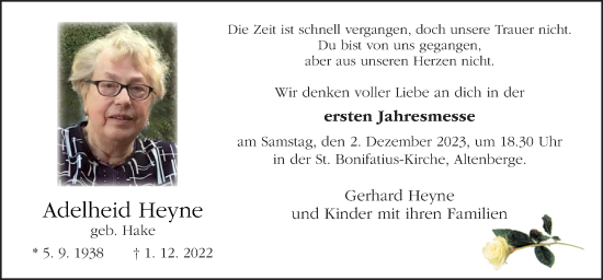 Traueranzeige von Adelheid Heyne von Neue Osnabrücker Zeitung GmbH & Co. KG