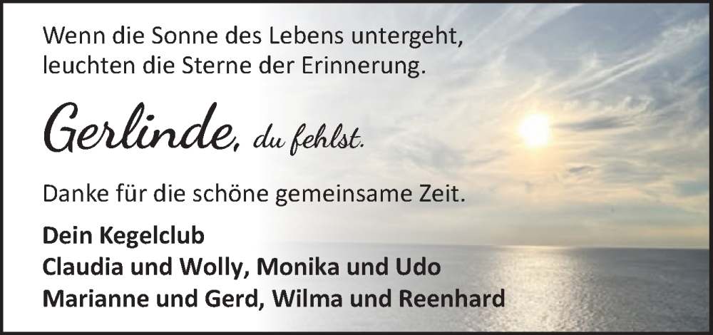  Traueranzeige für Gerlinde Rieken vom 15.11.2023 aus Neue Osnabrücker Zeitung GmbH & Co. KG