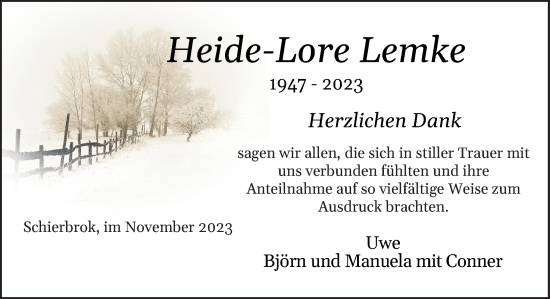 Traueranzeige von Heide-Lore Lemke von DK Medien GmbH & Co. KG