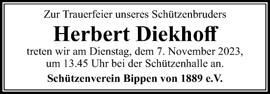 Traueranzeige von Herbert Diekhoff von Neue Osnabrücker Zeitung GmbH & Co. KG