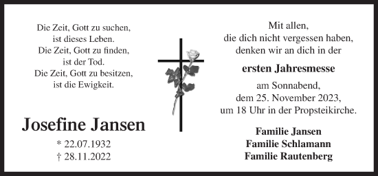 Traueranzeige von Josefine Jansen von Neue Osnabrücker Zeitung GmbH & Co. KG