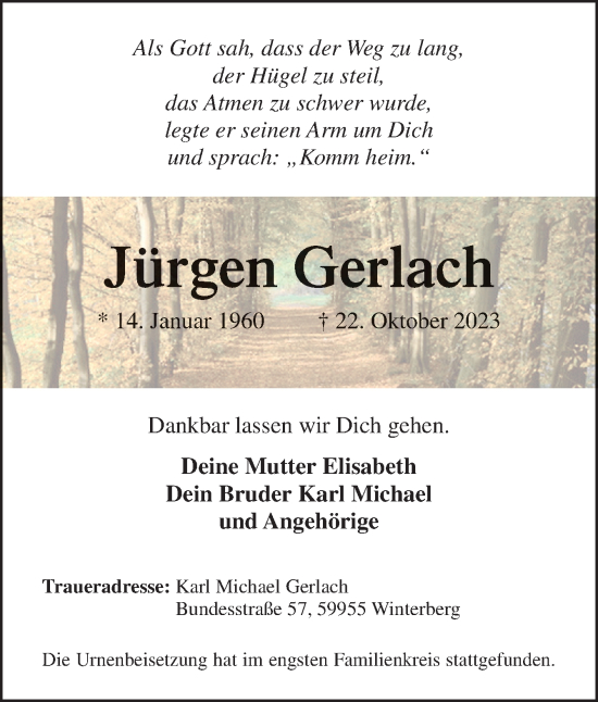 Traueranzeige von Jürgen Gerlach von Neue Osnabrücker Zeitung GmbH & Co. KG
