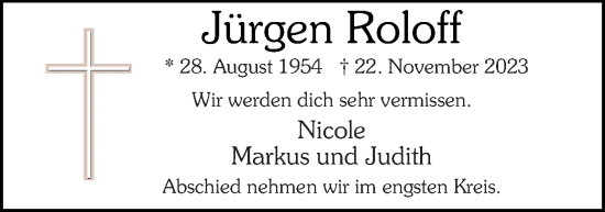 Traueranzeige von Jürgen Roloff von Neue Osnabrücker Zeitung GmbH & Co. KG