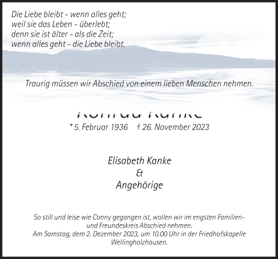 Traueranzeige von Konrad Kanke von Neue Osnabrücker Zeitung GmbH &amp; Co. KG