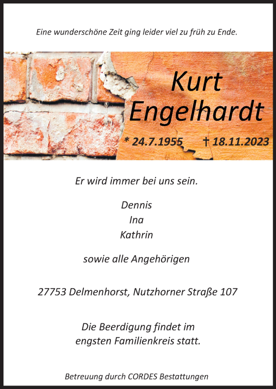 Traueranzeige von Kurt Engelhardt von DK Medien GmbH & Co. KG