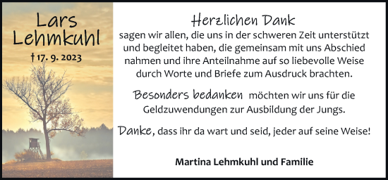 Traueranzeige von Lars Lehmkuhl von DK Medien GmbH & Co. KG