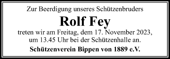 Traueranzeige von Rolf Fey von Neue Osnabrücker Zeitung GmbH & Co. KG