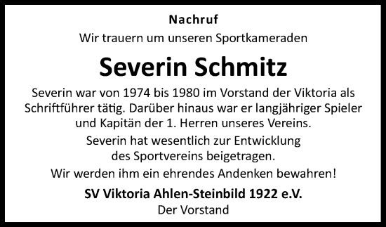 Traueranzeige von Severin Schmitz von Neue Osnabrücker Zeitung GmbH & Co. KG