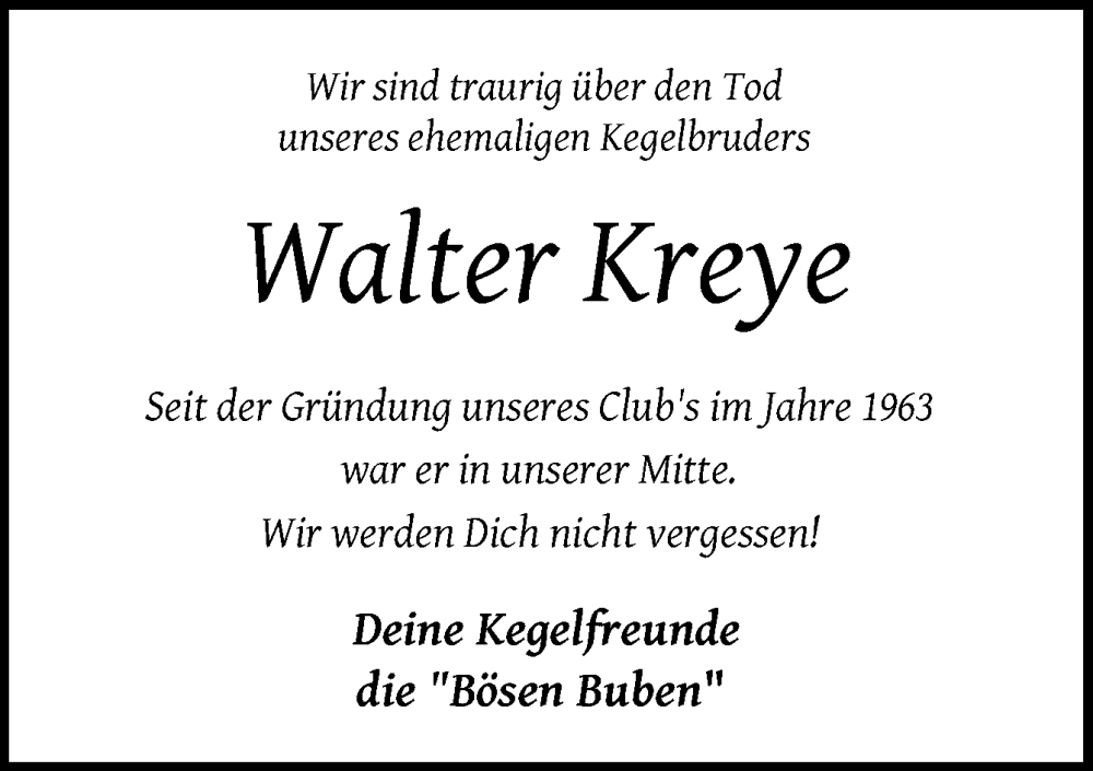  Traueranzeige für Walter Kreye vom 21.11.2023 aus DK Medien GmbH & Co. KG