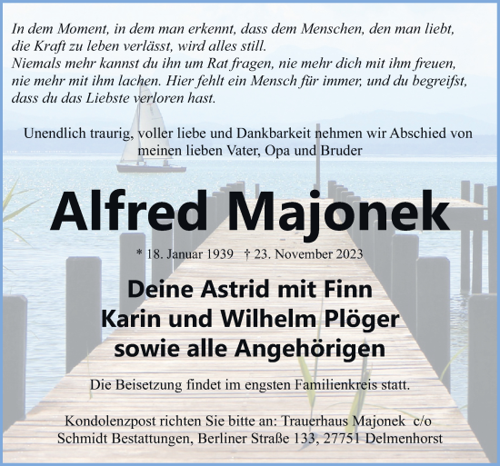Traueranzeige von Alfred Majonek von DK Medien GmbH & Co. KG