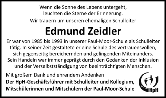 Traueranzeige von Edmund Zeidler von Neue Osnabrücker Zeitung GmbH & Co. KG