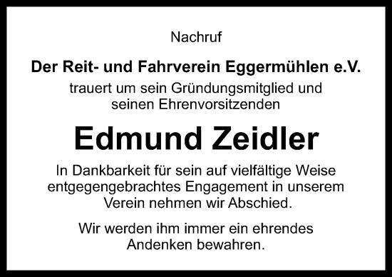 Traueranzeige von Edmund Zeidler von Neue Osnabrücker Zeitung GmbH & Co. KG